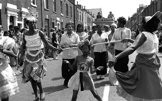 Communities celebrating Caribbean Carnival on Preston streets in 1978. Photo credit: Lancashire Evening Post.