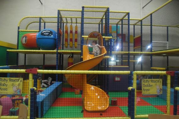 Rascals Party and Play Centre large colourful padded climbing frame and twisty slide