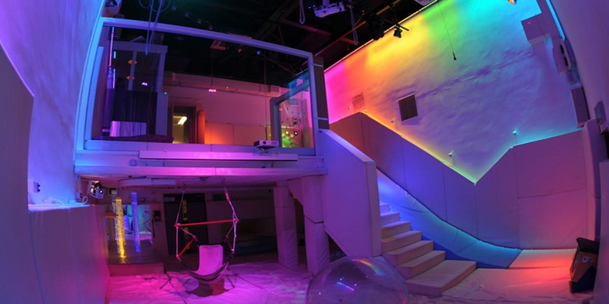 The Space Centre The Space Centre's padded and brightly coloured playroom with projectors and chair swing