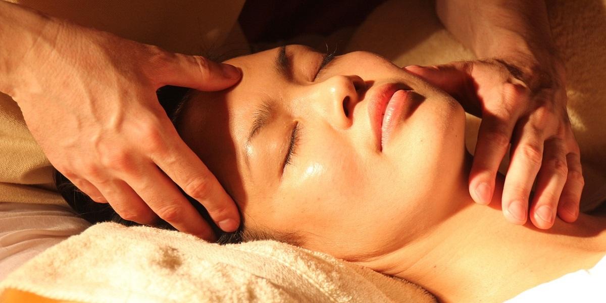 Woman having face massage Woman having face massage
