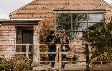 People socialising outside Chew's Yard. Image credit: Jo Greenfield