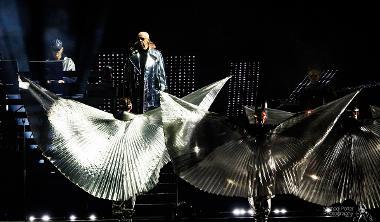 Petshop Boys performing on stage