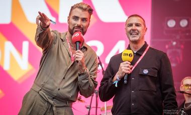 Rylan and Paddy Mcguiness on stage