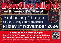 Archbishop Temple Bonfire and Fireworks Event