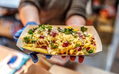 Keema cheese loaded fries with onion