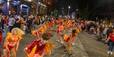 A group of dancers on the streets of Preston for the 2024 Parade