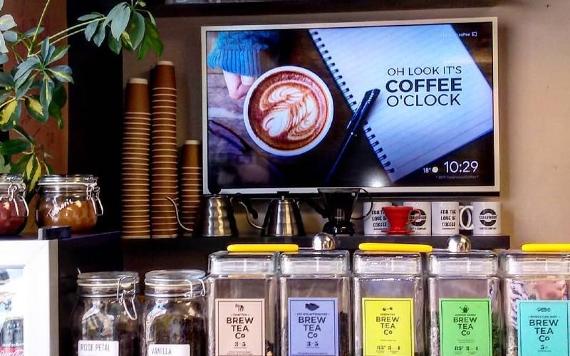 Tea and coffee on display at Cedarwood Coffee Co