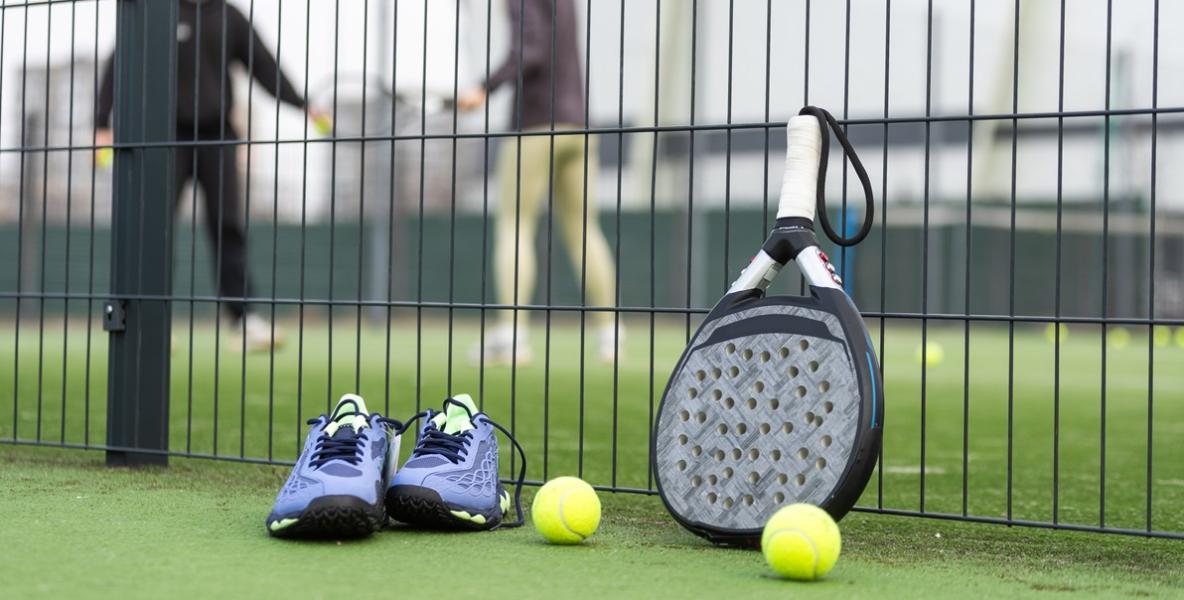 Padel board and balls close up