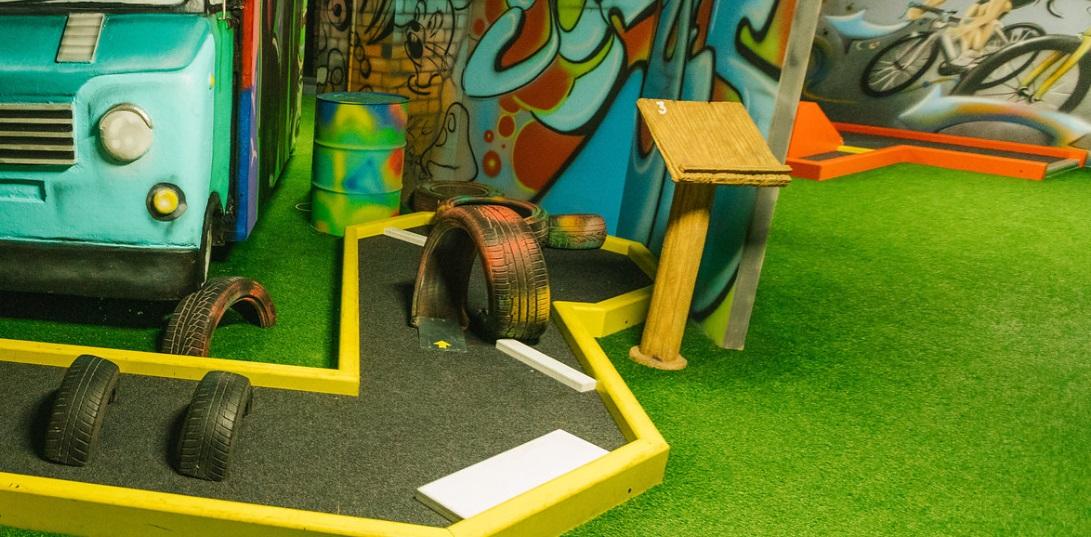 Crazy golf course close up