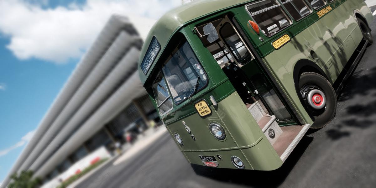 Main image: Coach parked outside Preston Bus Station. Coach parked outside Preston Bus Station.