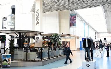 Shoppers and Moka café in Fishergate Shopping Centre.