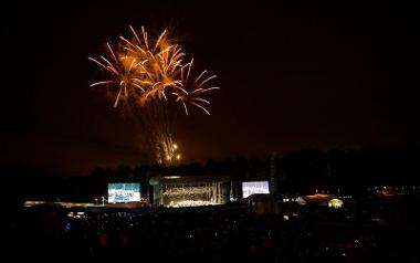 Fireworks and Preston Guild Proms in the Park stage, 2012.