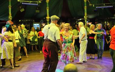 Dancing under gazebo at Preston Guild vintage weekend.