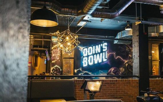 View of Odin's Bowl sign and seating.