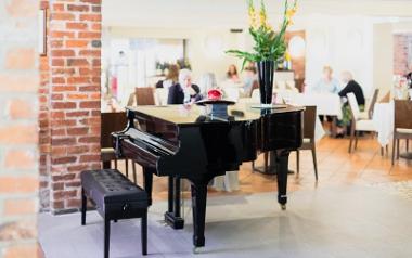 Piano inside Italian Orchard restaurant.