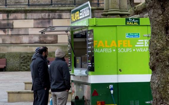 Queue at Falafel Express on Preston Flag Market.