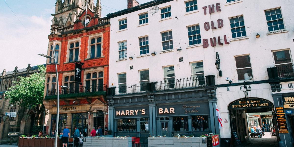Main image: Harry's Bar exterior and seating area on Church Street, Preston. Harry's Bar exterior and seating area on Church Street, Preston.