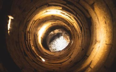 View looking down into the well inside PLAU Gin and Beer House.