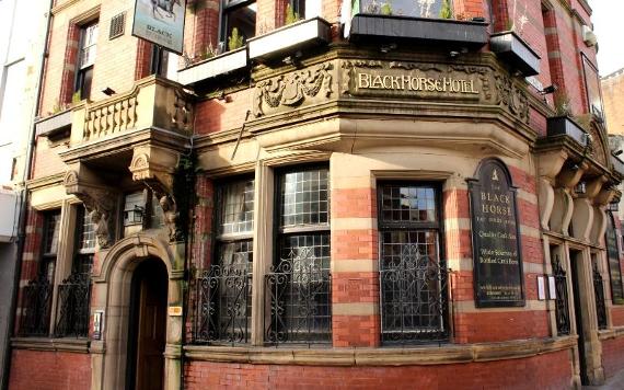 Entrance to Grade II listed Black Horse pub.