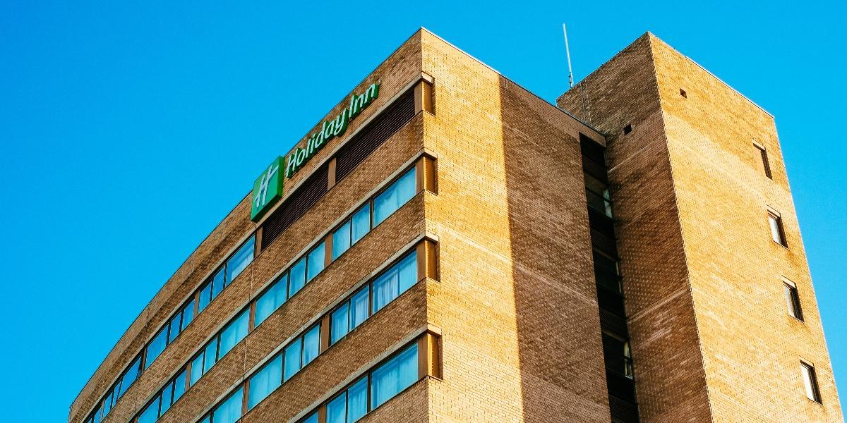 Preston Holiday Inn building. View looking up at Preston Holiday Inn building.