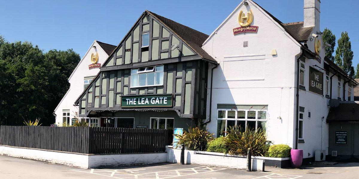 Lea Gate pub and hotel front exterior. Front exterior of The Lea Gate pub and hotel.
