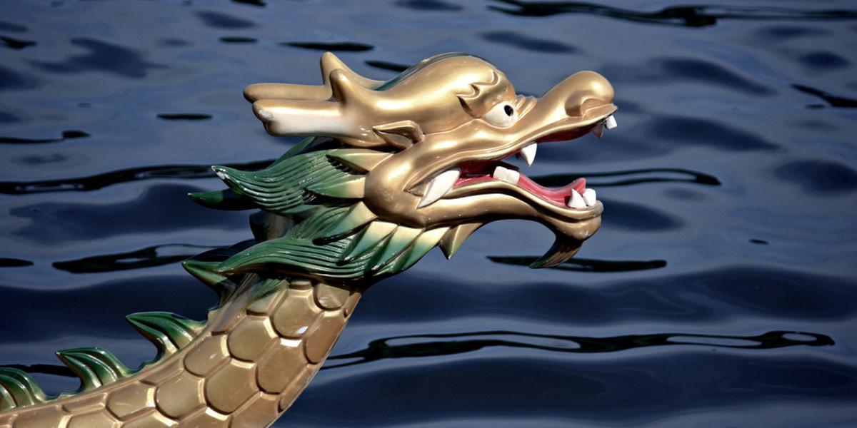 Main image Preston Dragons Head of dragon boat with carved dragon head.