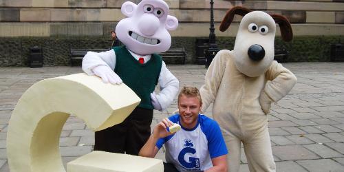 Page icon: Wallace and Gromit standing with Freddie Flintoff on Preston Flag Market. Wallace and Gromit standing with Freddie Flintoff on Preston Flag Market.