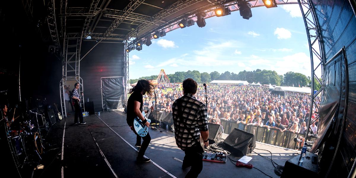 Main image: Rockprest View of crowd from stage where band at Rockprest are performing.